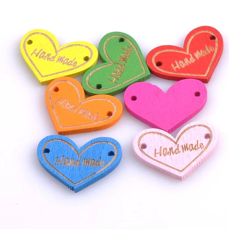 

50 шт. 23x30 мм с рисунком сердца ручной работы, деревянные декоративные фотообои для скрапбукинга, поделки MT0727x