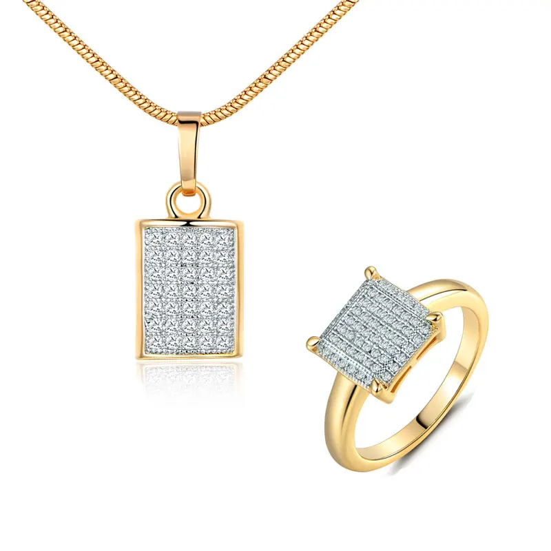 Necklace Ring Set Мода moliam, ожерелье, серьги, кольцо для женщин, Дамский роскошный блестящий кубический цирконий, обручение, свадебный ювелирный набор, Рождественский подарок - Окраска металла: Necklace Ring Set
