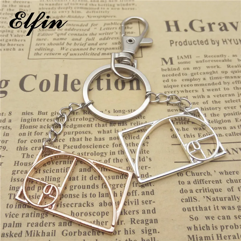 Elfin Новые брелки Фибоначчи модные геометрические кольца для ключей милые женские