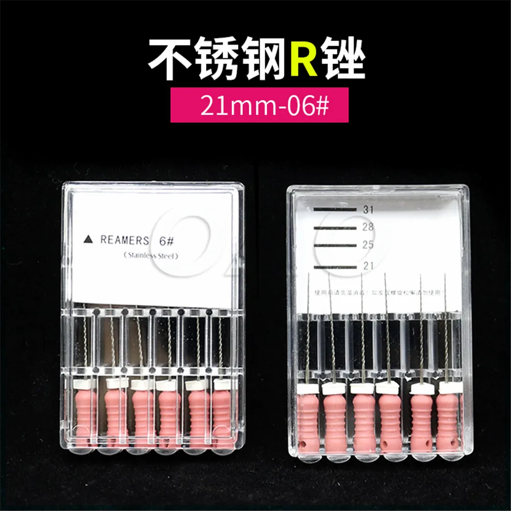 

Dental Hand Use R-Files 6 pcs/pack Stainless Steel Endodontic Instruments 21&25mm 15/40# 45/80# 06-40# Dentist Tools