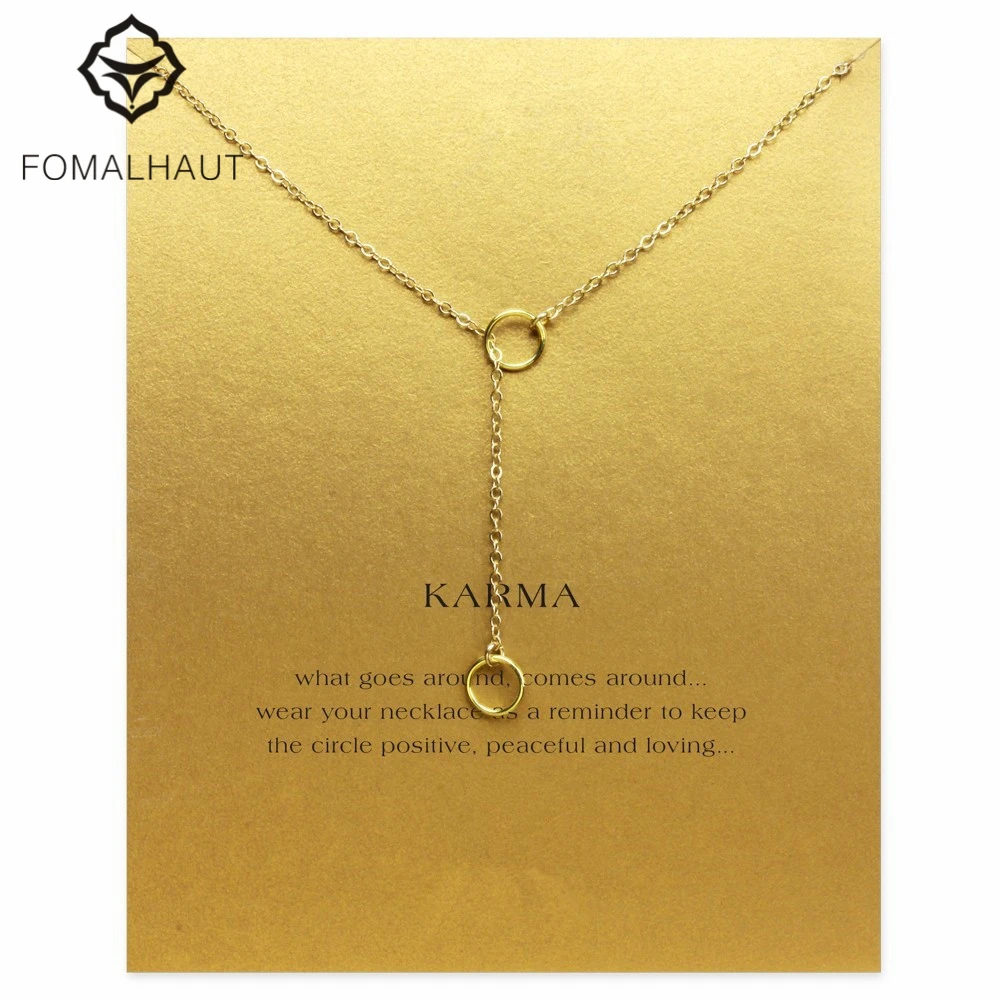 

Sparkling karma double circle lariat necklace Pendant necklace Clavicle Chains Necklace Women FOMALHAUT Jewelry