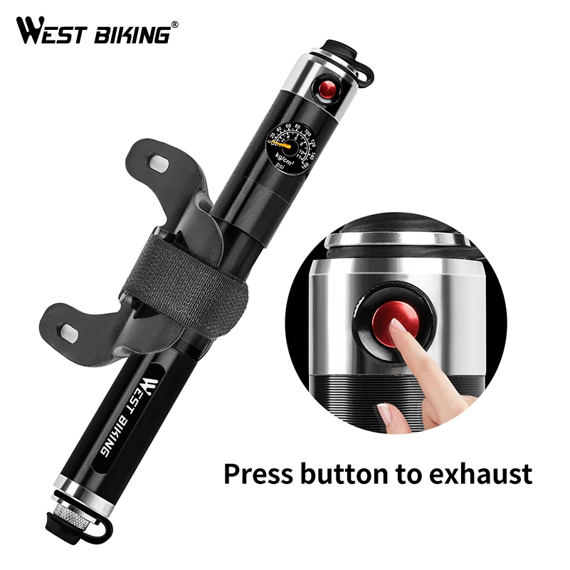 WEST BIKING, портативный велосипедный насос, 160 фунтов/кв. дюйм, воздушный насос для велосипеда