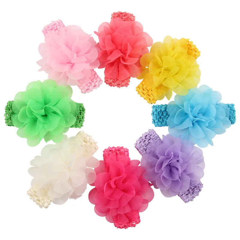 Baby Girls Chiffon Flower Headbands Hair Band Crochet Headband Accessories Headwear 20pcs Per Lot | Детская одежда и обувь