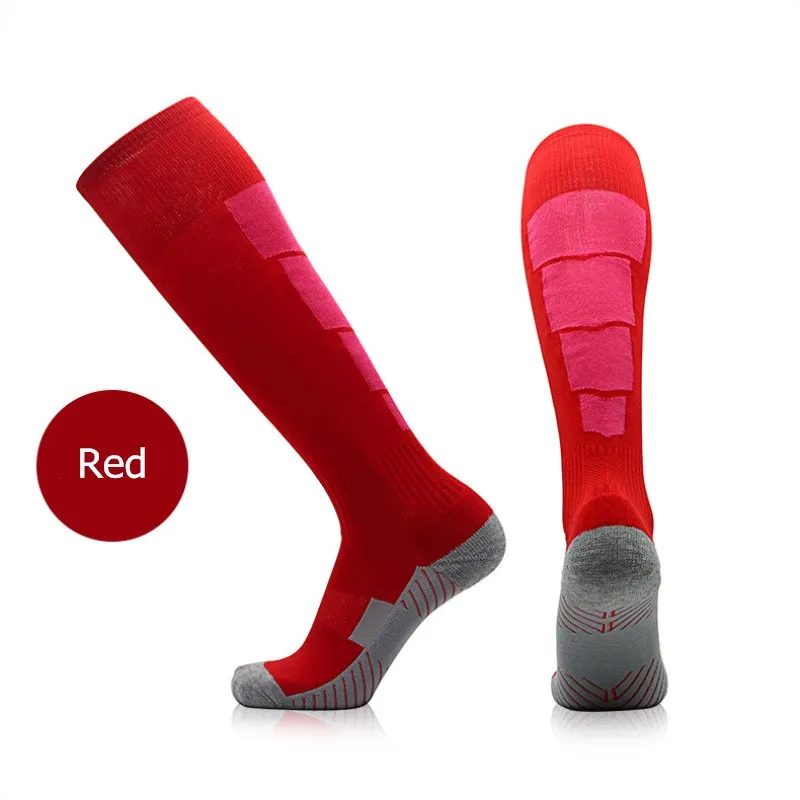 Red Новинка, профессиональные спортивные носки для футбола, для взрослых, для футбола, велоспорта, бега, Длинные чулки, до колена, дышащие, быстросохнущие, мужские, женские носки - Цвет: Red