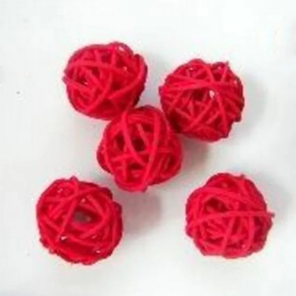5 см многоцветные 10 шт. Ротанговые шарики DIY Сепак Мячи takraw домашние украшения и Рождество/День рождения/свадьба украшения детские игрушки - Цвет: Red