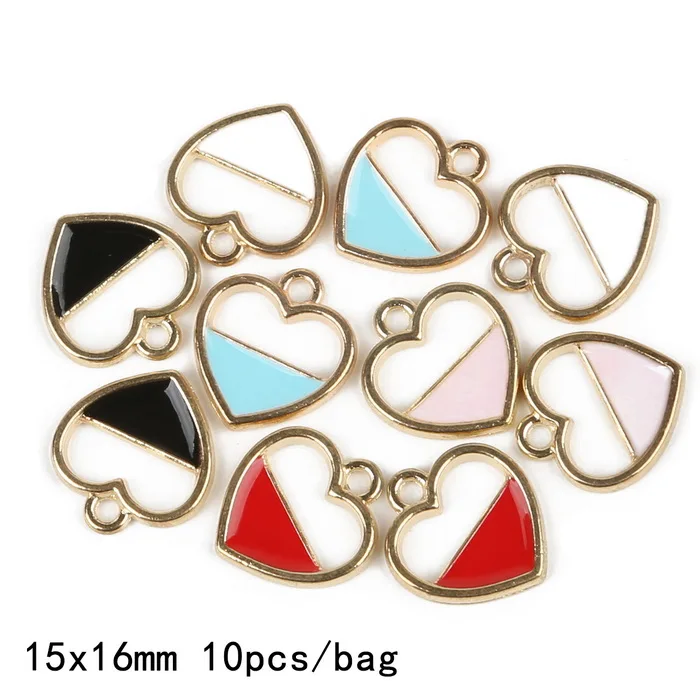 15x16mm 10pcs 26 стилей, Красочные Подвески из сплава, Морская звезда, раковина, раковина, сердце, треугольная Корона, бант, эмалированные подвески, сделай сам, ремесло, браслет, ожерелье, ювелирное изделие - Окраска металла: 15x16mm 10pcs