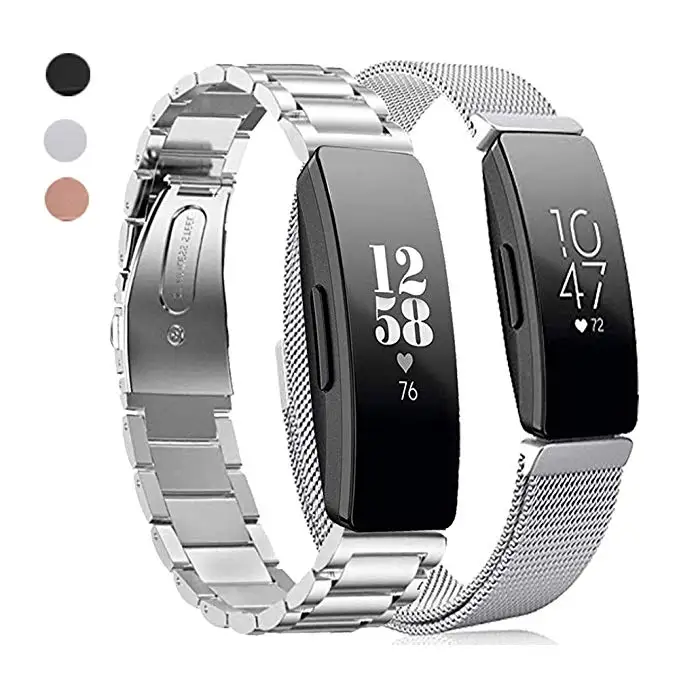 2 шт. Для Inspire& Inspire огнеупорные часы группа нержавеющая сталь+ Milanese Loop сетки Замена браслет металлический бизнес ремешок