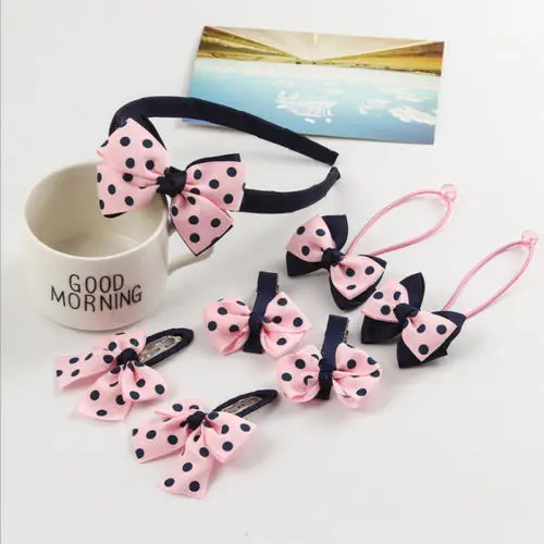 7Pcs/set Cute Kids Girl Baby Toddler Bow Barrette Hair Band Accessories Headwear | Детская одежда и обувь