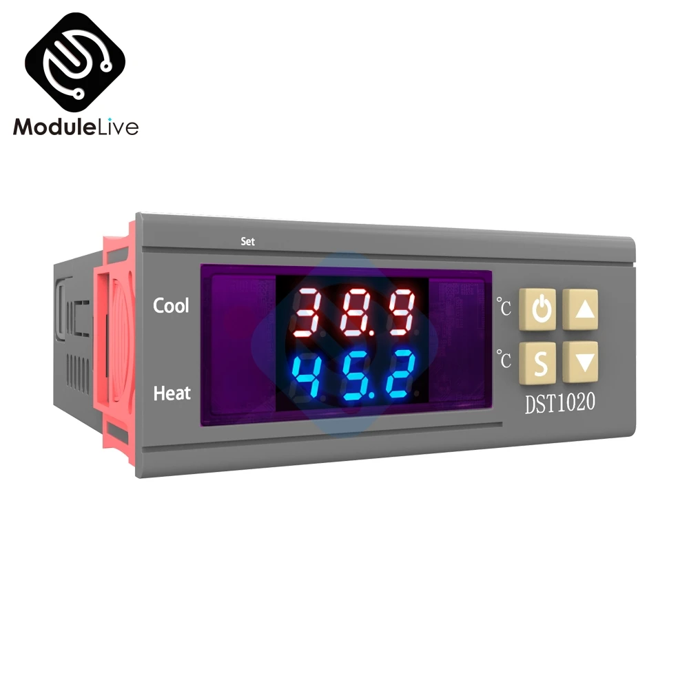 AC 110V-220V DST1020 AC 110-220V DC 12 V-72 V Цифровой терморегулятор DS18B20 датчик Водонепроницаемый заменить STC-1000 - Цвет: AC 110V-220V