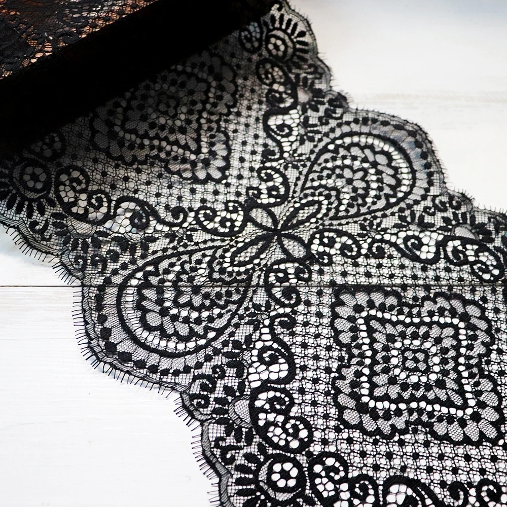 3 м/лот 23 5 см ширина черные ресницы кружевная отделка цветок DIY ремесла свадебное
