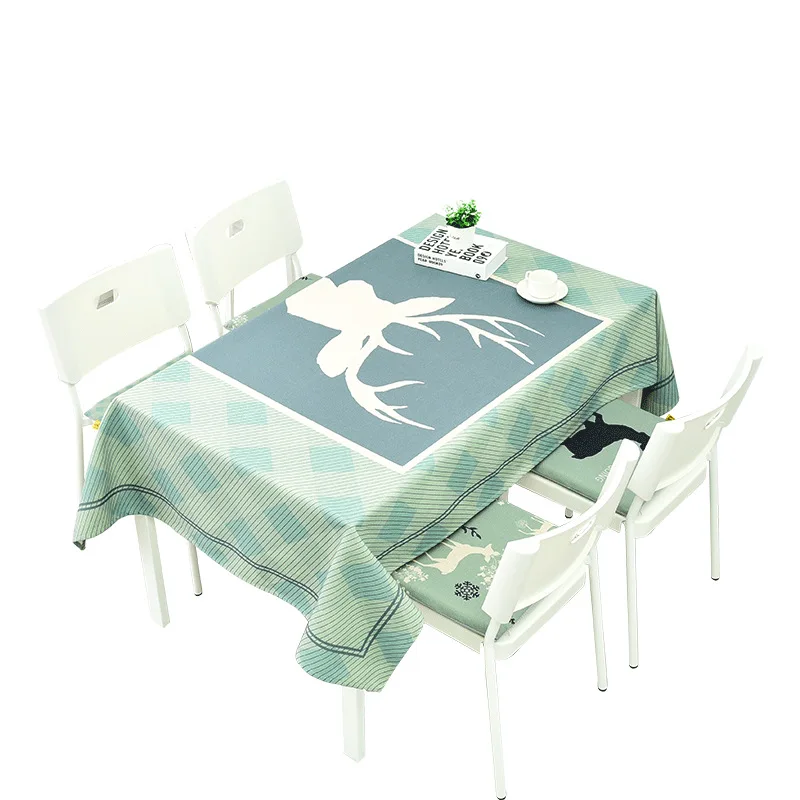 Плотная хлопковая и льняная скатерть для ресторана Nordic deer plus прямоугольная