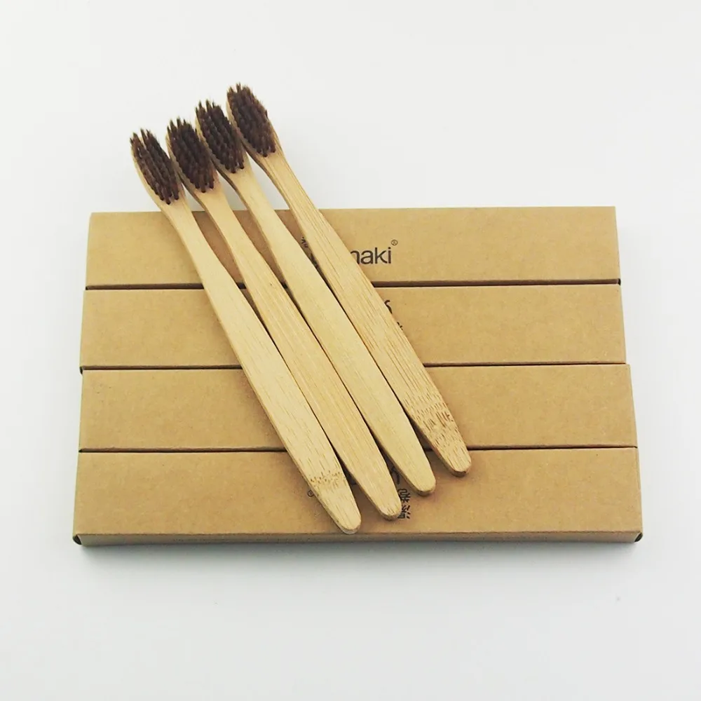 5 упаковок коричневая бамбуковая зубная щетка деревянная новинка Бамбуковая
