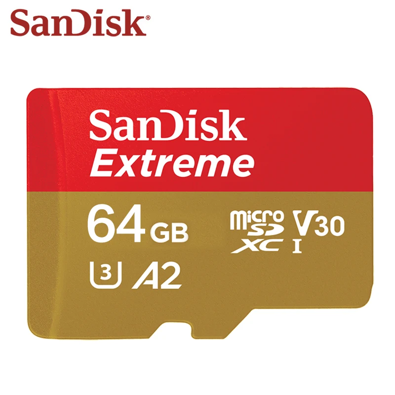 

Original SanDisk Extreme Micro SD Card 64GB 128GB 256GB Trans Flash Memory Card U3 A2 SDXC V30 TF Card Microsd For Phone/Camera
