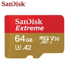 Оригинальный двойной флеш-накопитель SanDisk Extreme Micro SD Card 64 Гб 128 256 Транс флеш-карты памяти U3 A2 SDXC V30 TF карта Micro SD для телефонаКамера