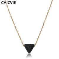 chicvie goldsilver bohemian charm beaded lava stone necklace long beads crystal triangle statement pendant necklaces sne180027