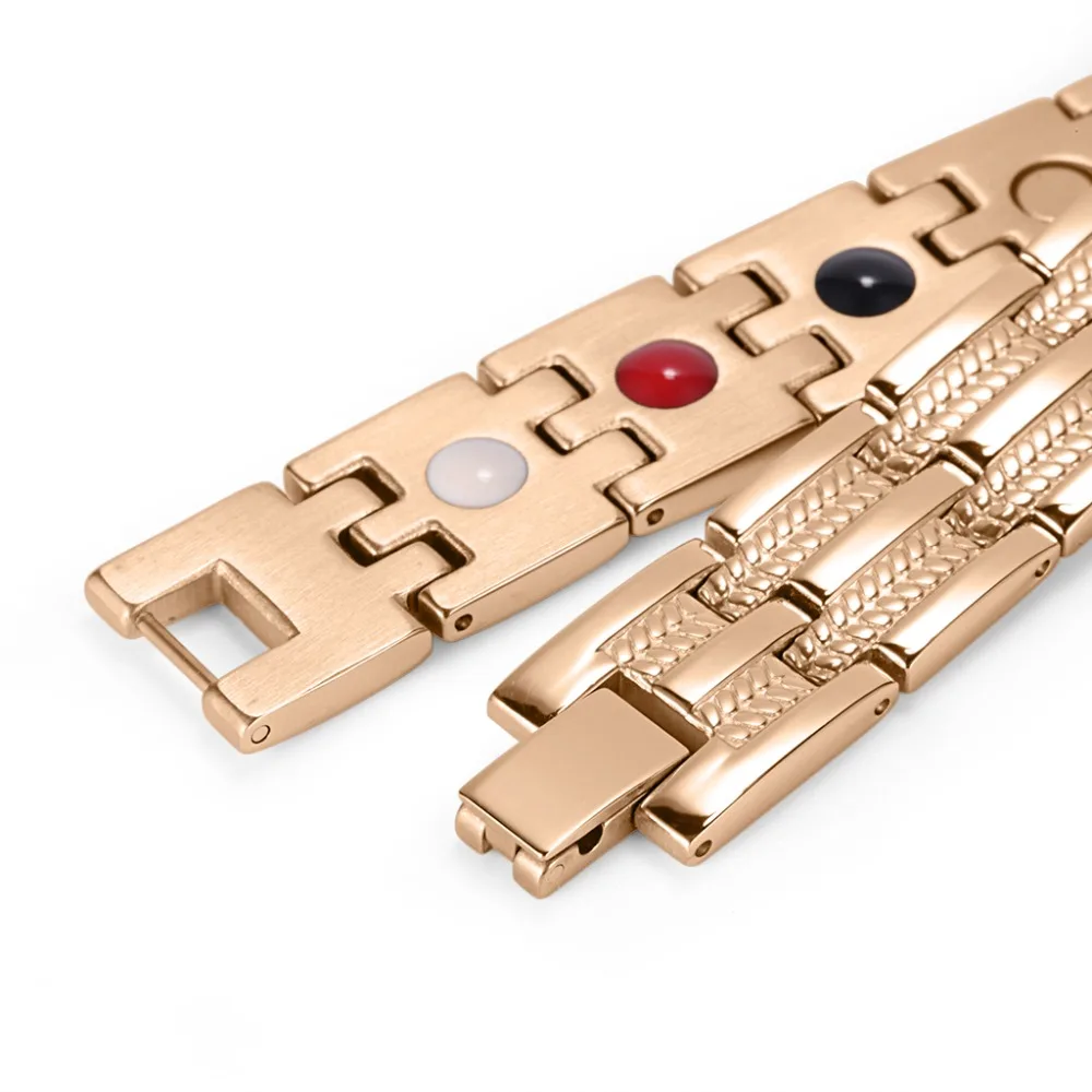 Rainso Fashion Stainless Steel Bracelets For Man Health Healing Magnetic Bangle Frosted 4 Elements Function Jewelry Plating 2023