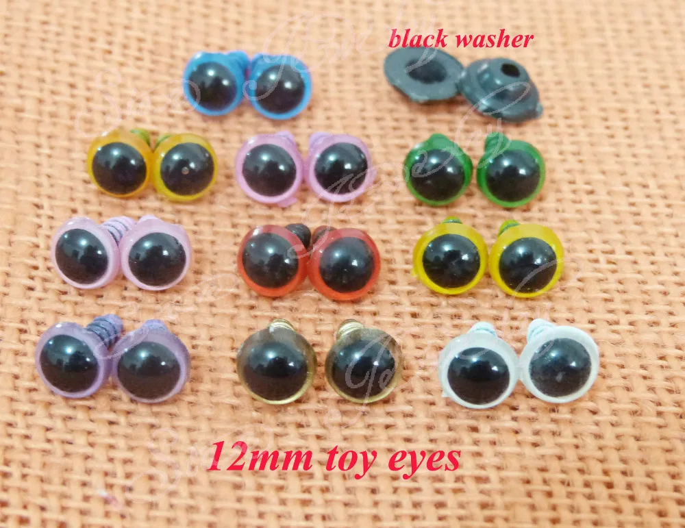 Пластиковые прозрачные безопасные игрушечные глаза и Мойка черного цвета 12 мм