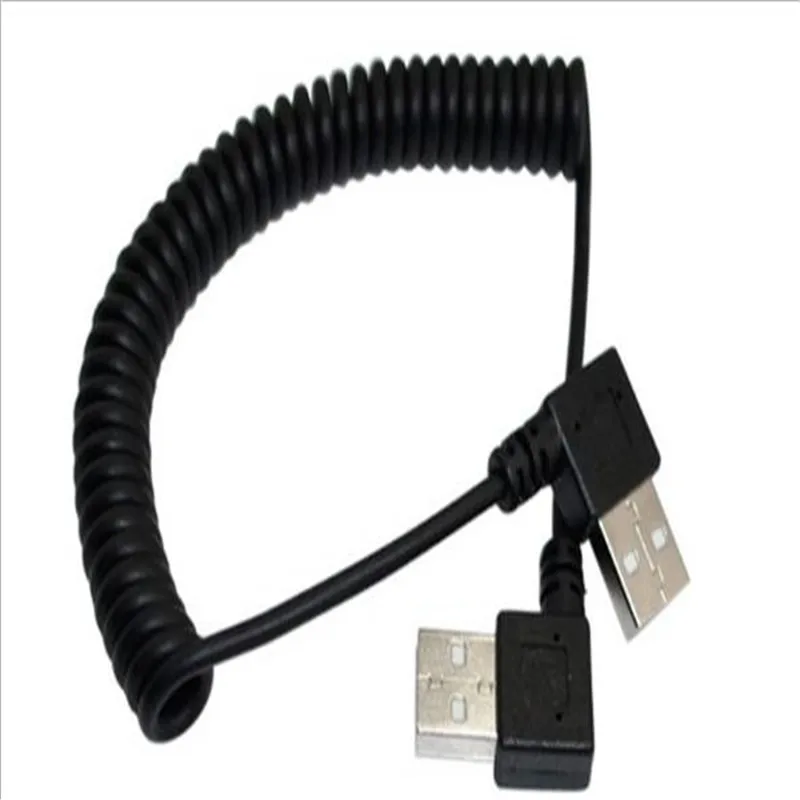 Двойной левый изгиб 90 градусный пружинный Выдвижной USB кабель для передачи
