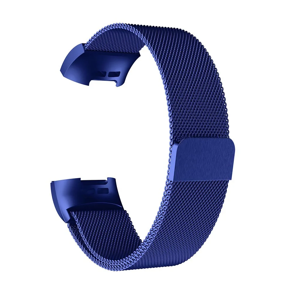 Blue HeroIand металлический ремешок из нержавеющей стали для Fitbit Charge 3 Band Миланская петля Магнитный Fitbit charge3 ремешок умный Браслет для женщин и мужчин - Цвет: Blue
