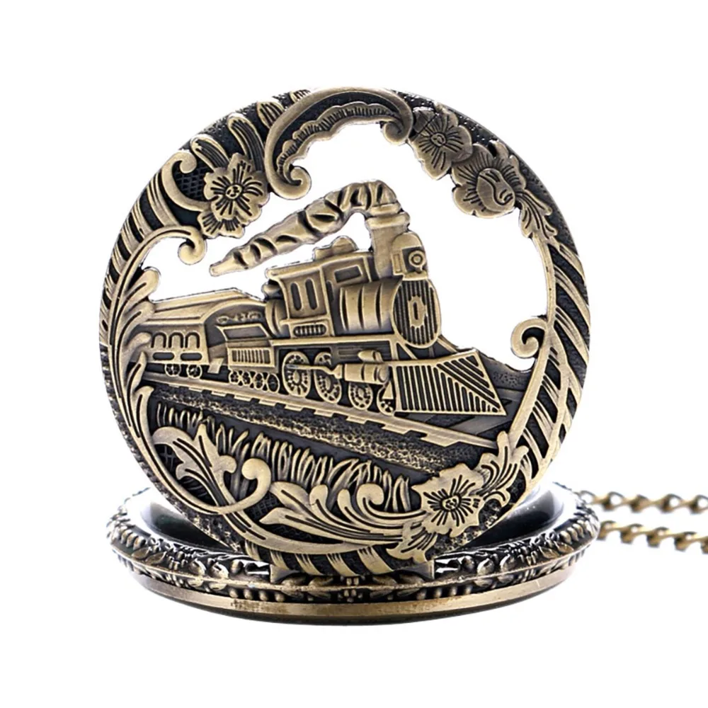 Часы в стиле стимпанк карманные с золотым поездом|pocket watch|pocket watch menquartz pocket |