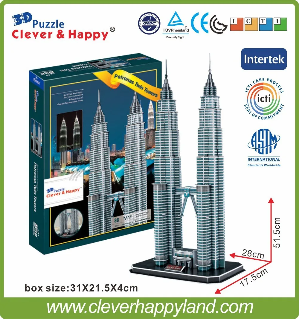 Новый Умный и счастливую землю 3d модель головоломка Петронас взрослых