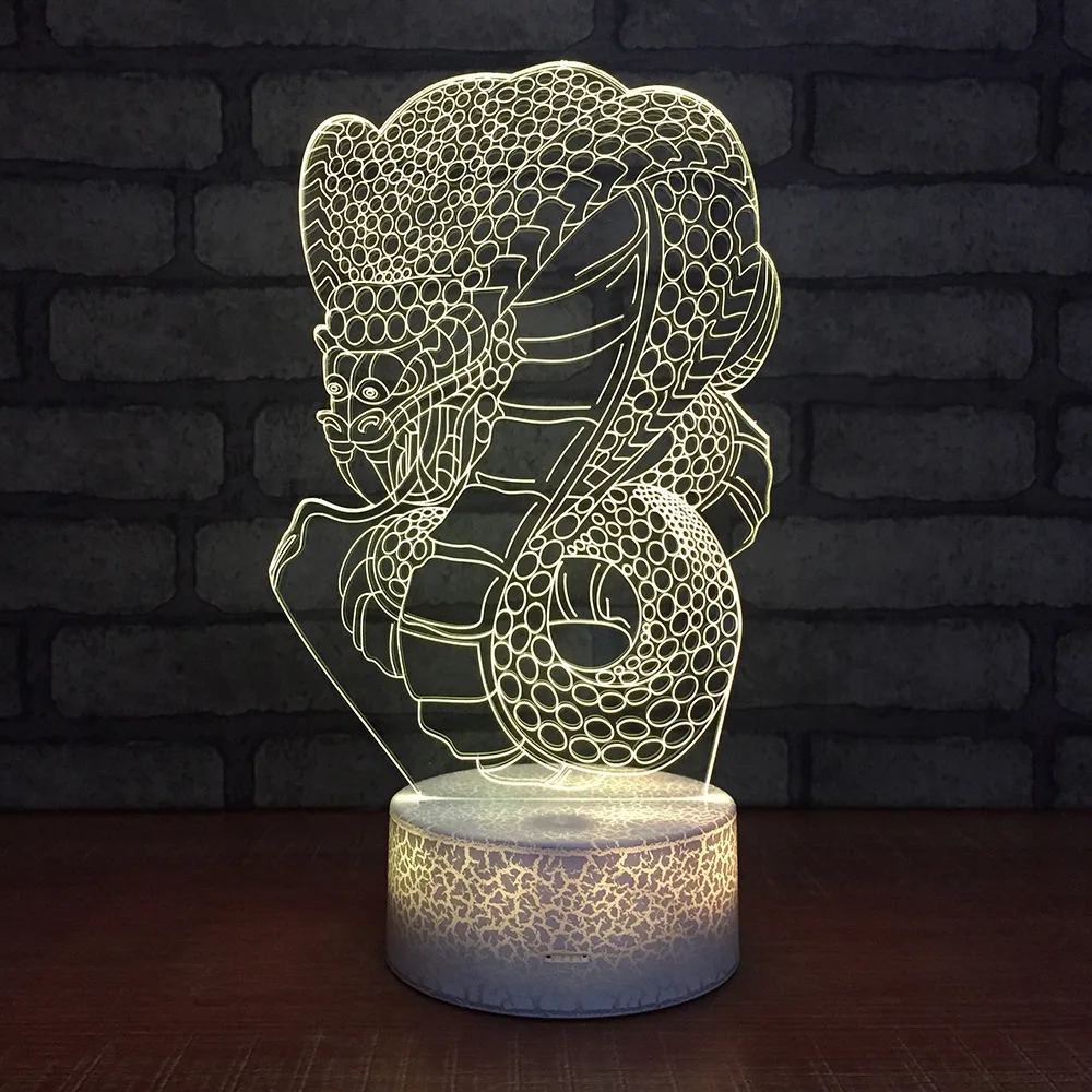 Креативная Змея 3d лампа энергосберегающая электрическая Ночная настольная для
