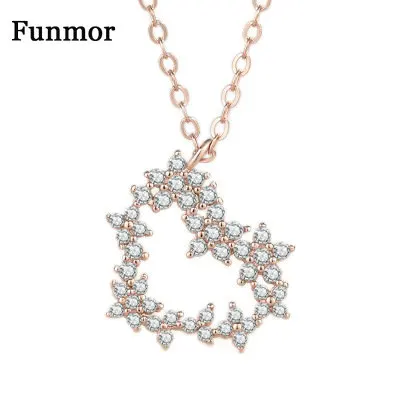 Funmor трендовые сердцевидные полые 925 стерлингового серебра ожерелье для женщин