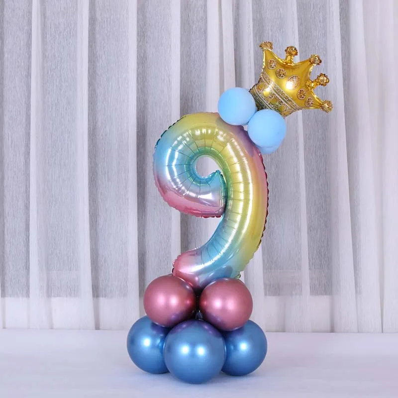 number 9 14 шт. 32 дюймов градиент номер Фольга шарики Baby Shower 1 2 3 4 5 6 7 8 9 лет Happy День рождения украшения детский праздничный костюм Свадебные сувениры - Цвет: number 9