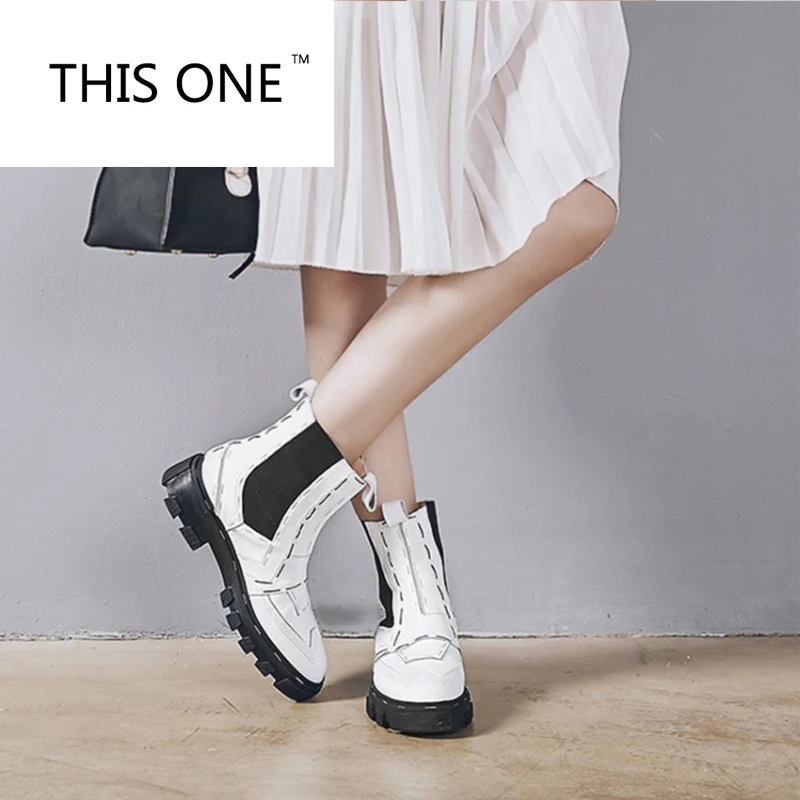 

2018 Spring/Autumn Womens Short Boots Cow Leather Flats Ankle Boots Casual Motorcycle Martin Chelsea Boots botas mujer