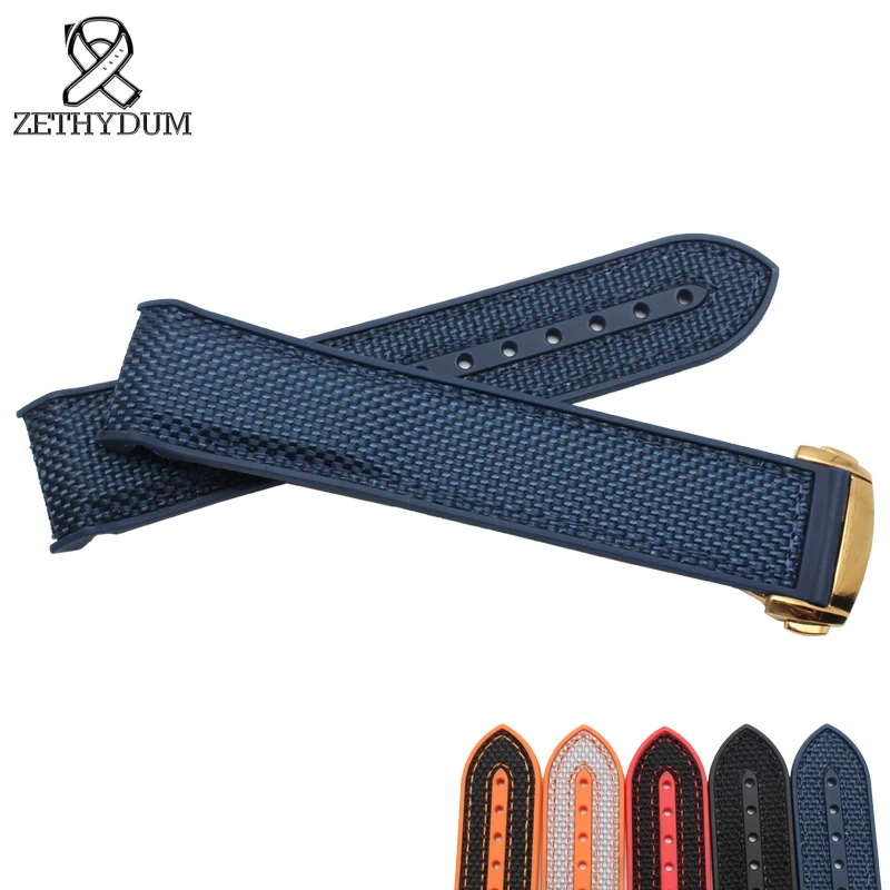

Quality canvas nylon Watchband 20mm 22mm the bottom is silicone rubber Watch bands For Omega Strap 9900 8900