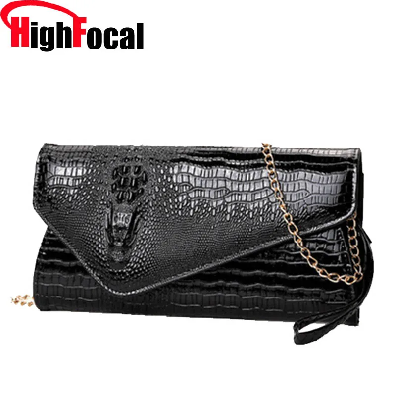

PU Leather Clutch Purse Party Bags High Quality Crocodile Gold Elope Clutch Bag Female Long Women's Wallet Phone Bag Case