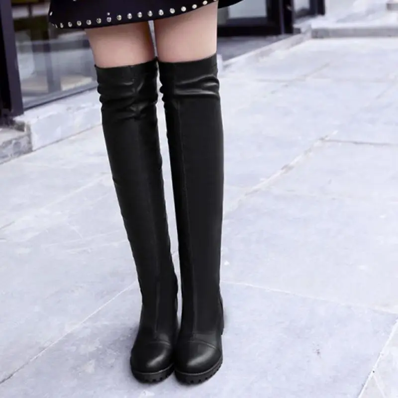Женские брендовые Сапоги выше колена облегающие длинные сапоги на платформе и