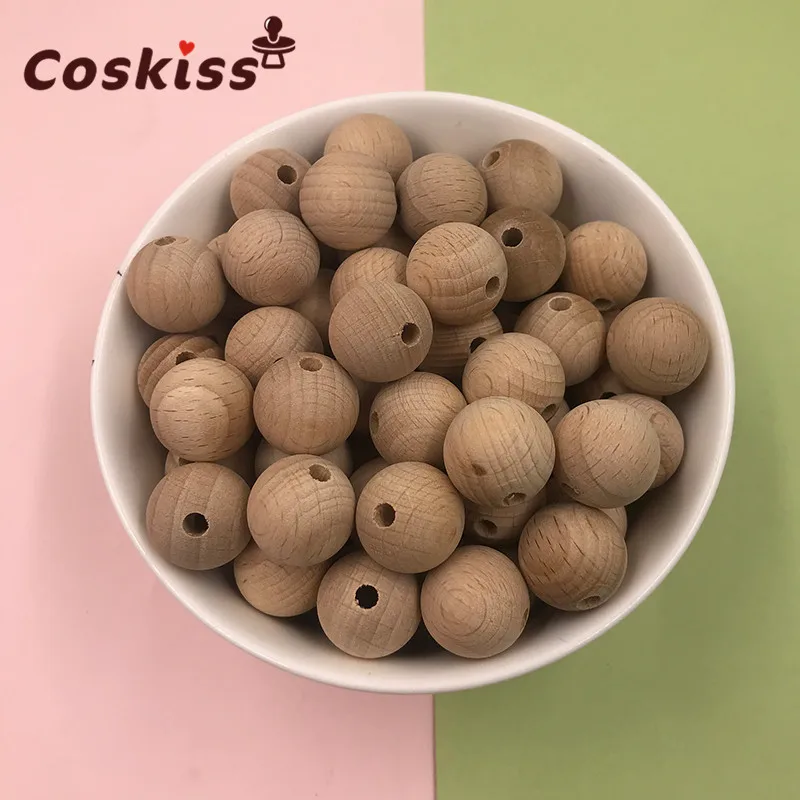 Beech Wooden Chewable 10-20mm Round Beads Ecofriendly Beech Beads DIY Craft Jewelry Accessories Baby Teether