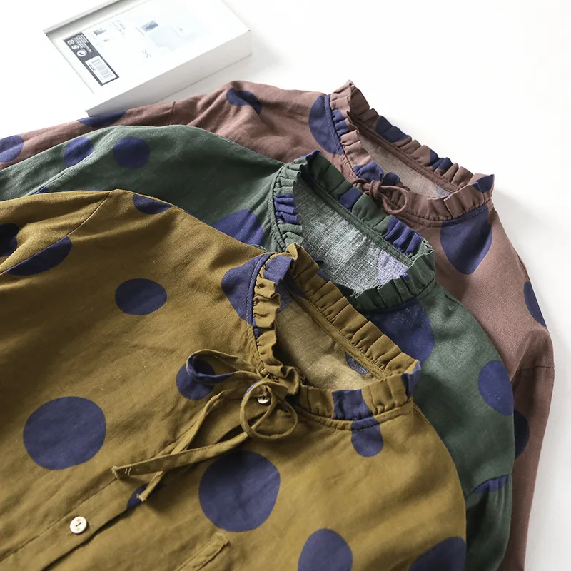 Blusas mujer de moda 2018 плюс размеры рубашка в горошек Новинка весны женские летние дамы