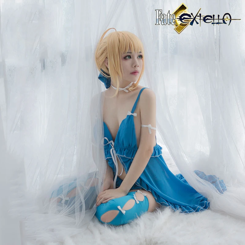 Anime! Fate Grand Order Extella Nero Altria Sexy Nightclothes Uniform Cosplay Costume Free Size For Women Shipping |