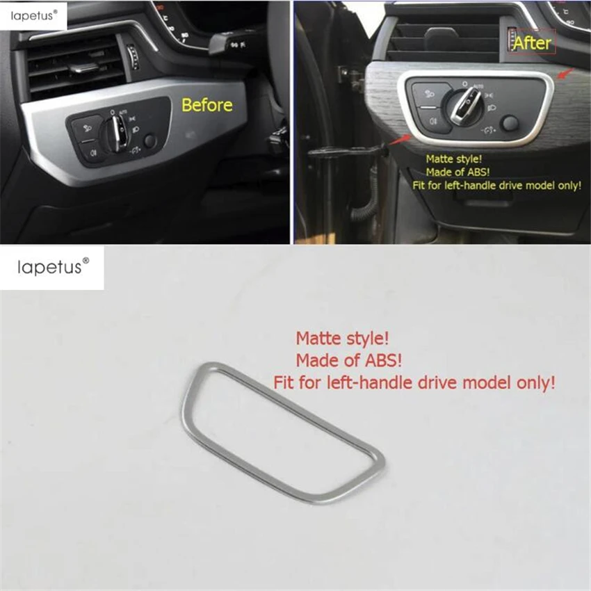 

Lapetus Accessories Fit For Audi A4 B9 A5 Sedan Avant Allroad Quattro 2016 - 2020 Front Head Lights Lamp Switch Button Cover Kit