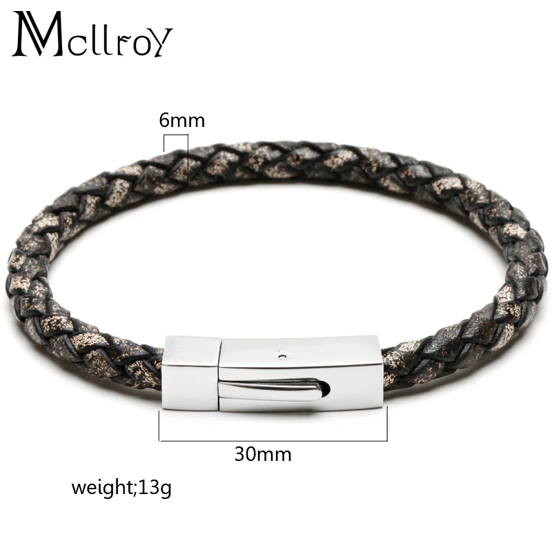 Mcllroy новинка Модный Кожаный Плетеный Браслет-манжета в стиле панк браслет из