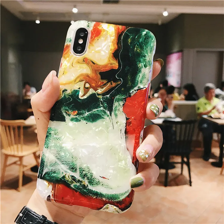 5 Глянцевый мраморный чехол для iphone 7X11, чехол с рисунком блестящей раковины, силиконовый чехол для iphone 6S 7 8 Plus X XR XS Max 11 Pro Чехол 11 - Цвет: 5