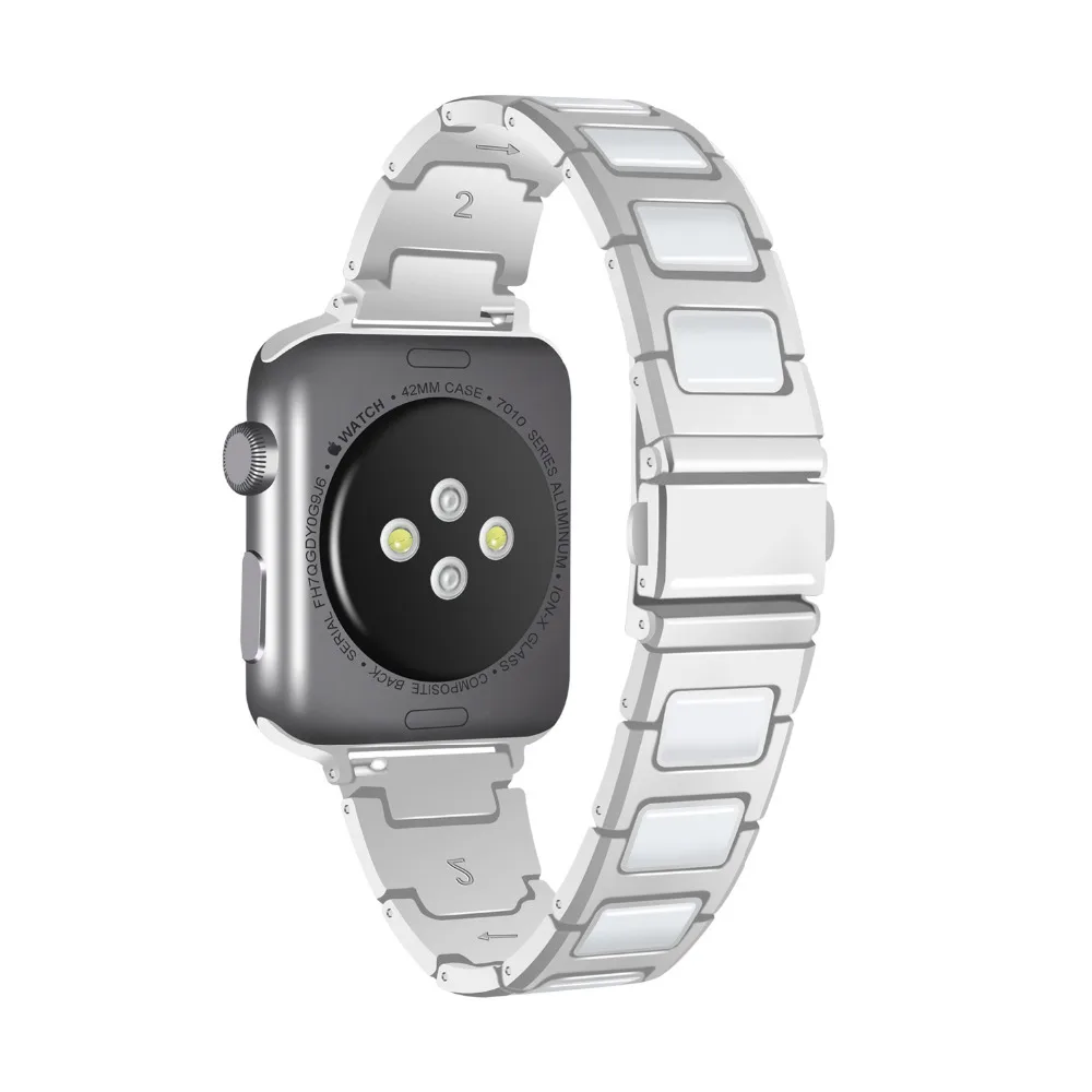 Браслет с квадратным звеном для apple watch Ceramc ремешок из нержавеющей стали 42 мм/38 мм