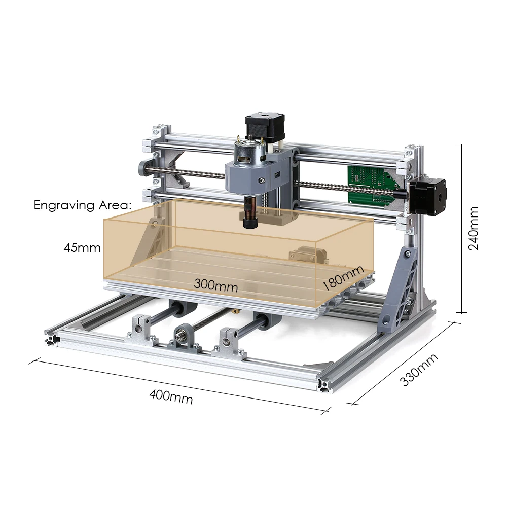 

CNC3018 DIY CNC Router Kit 2-in-1 Mini Laser Engraving Machine with ER11 Collet and Protective Glasses XYZ Working Area