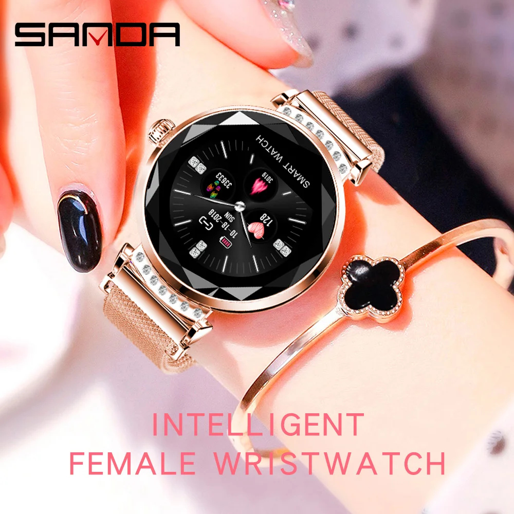 SANDA Women Smart Watch Ladies Fashion 3D Diamond Glass Bluetooth Bracelet Female Heart Rate Monitor Fitness Tracker Wristband |