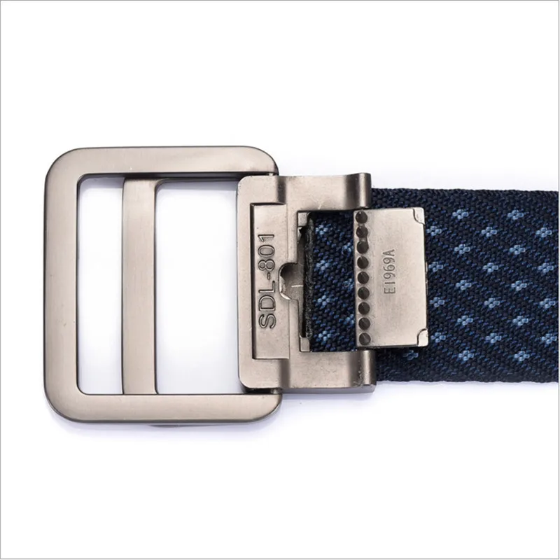 Ремень мужской с двойной кнопкой нейлоновый пряжкой из цинкового сплава