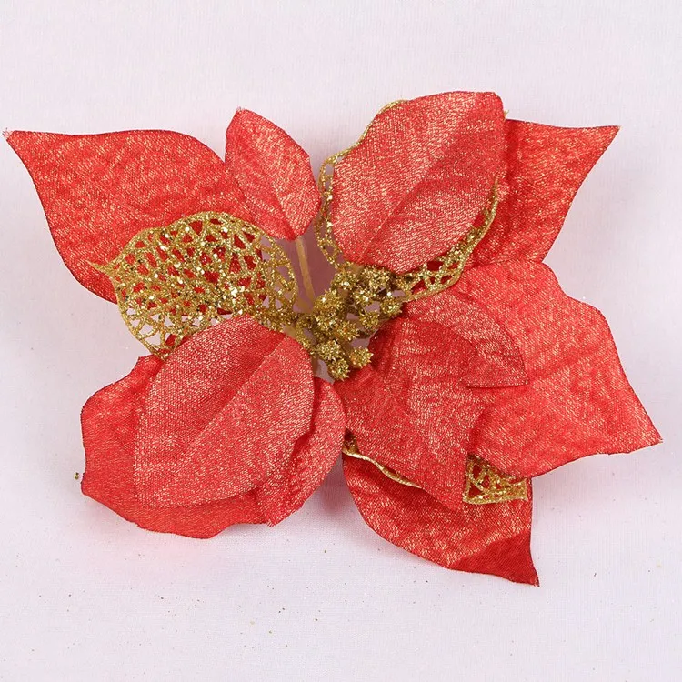 Йориу 5 шт. Poinsettia Рождественские цветы искусственные Искусственные цветы DIY Merry Рождественская елка украшения для рождественской елки вечерние домашний декор - Цвет: Red