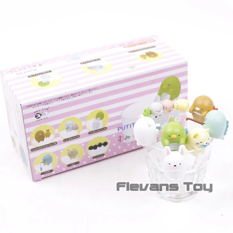 PUTITTO San-X Sumikko Gurashi KITAN Клубная чашка edge серия белый медведь свинина котлет кошка Мини ПВХ Фигурки игрушки куклы 6 шт./компл - Цвет: boxed