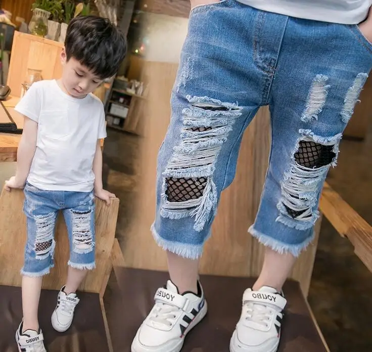 2017 модные детские джинсы с дырками для малышей Детские штаны дырками|pants fashion|children