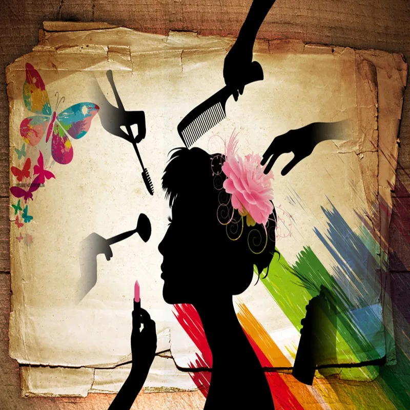 Пользовательские фото обои ретро силуэт красочный салон красоты декоративный