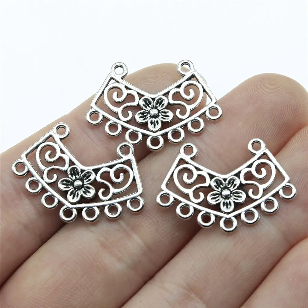 WYSIWYG 10 шт 26x18mm цветок пористые серьги соединитель ювелирных изделий античное