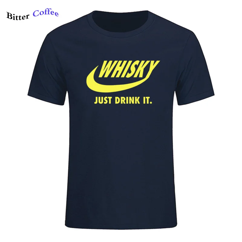 

Summer Hot Sale Novelty Drink Whisky T Shirt Man Short Sleeve Fashion Hip Hop Cotton Crewneck Big Size Whiskey Print Men T-Shirt