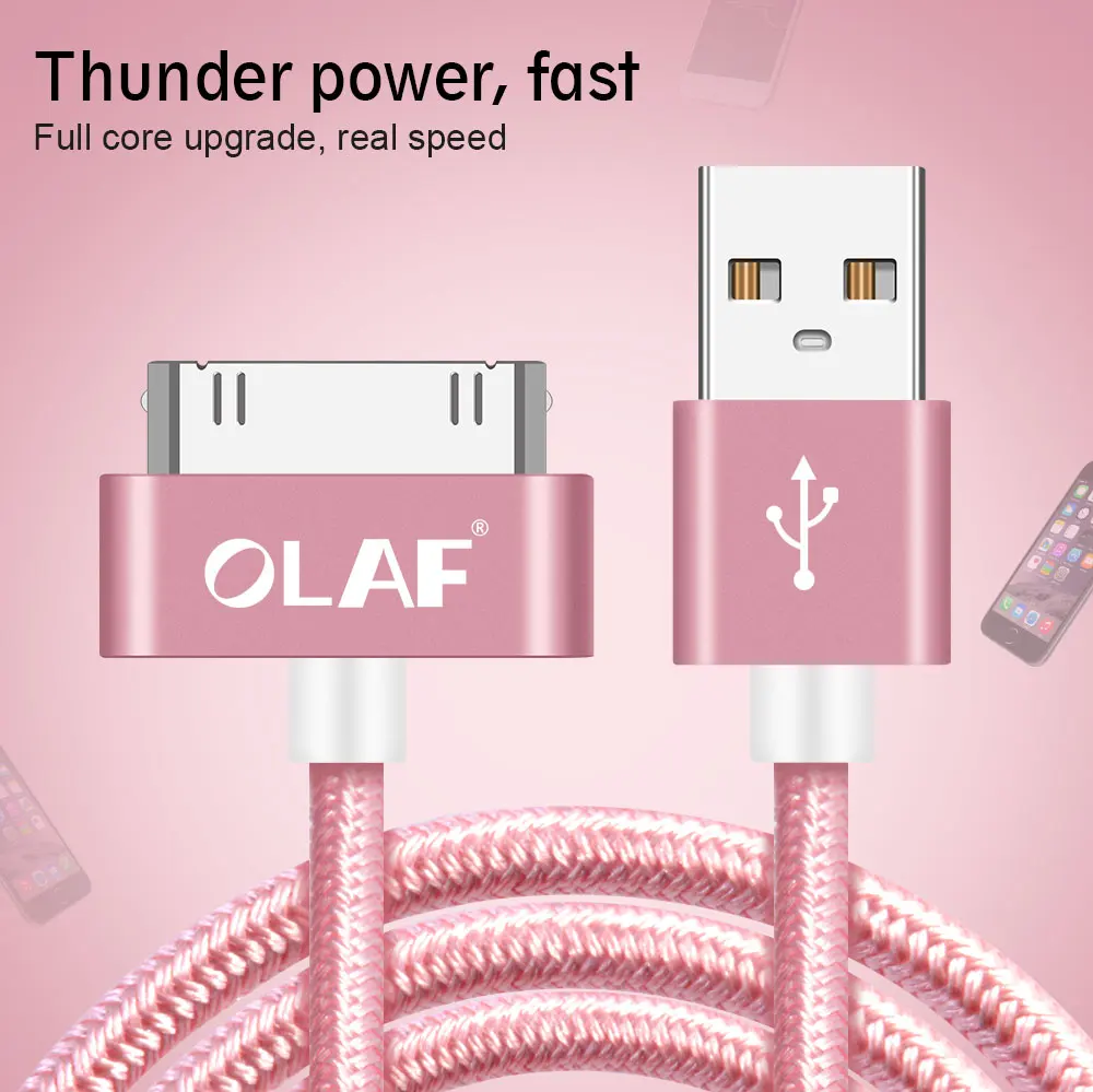 Олаф нейлон Премиум кабель для iphone 4 USB Зарядное устройство кабель 30 pin USB кабель синхронизации данных и зарядки для iphone 4s iPad 2/3/4 провода для iPod