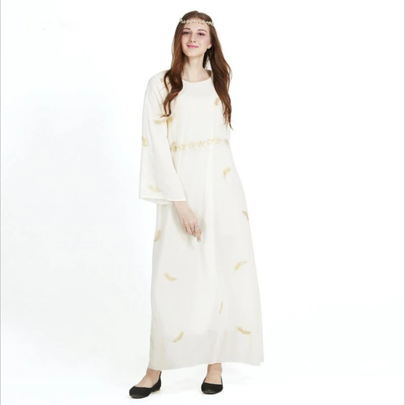 Женское платье макси с длинным рукавом мусульманская абайя 2019 модная одежда